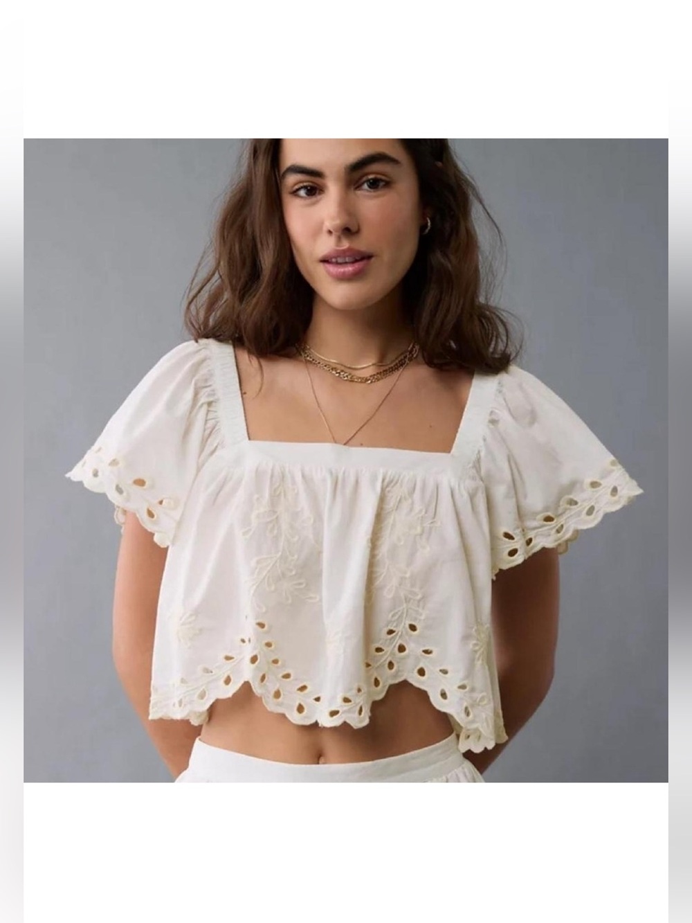 AE Tie Back Eyelet Crop Top